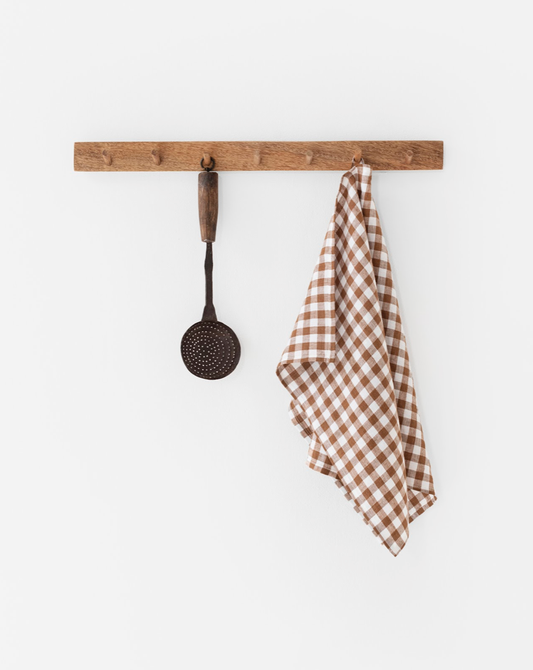 Linen tea towel in Cinnamon gingham |Kitchen towel