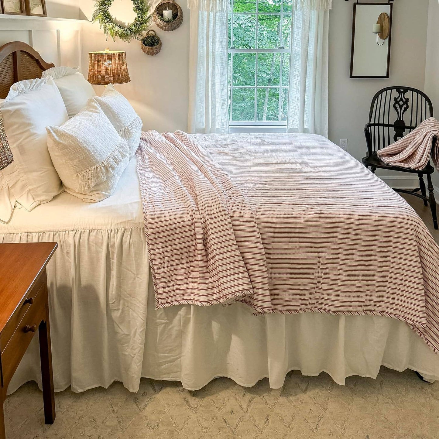 Timeless Ticking Red Queen Quilt 90Lx90W
