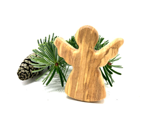 Angel Christmas tree pendant made of olive wood