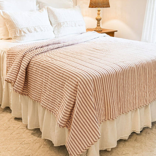 Timeless Ticking Red Queen Quilt 90Lx90W