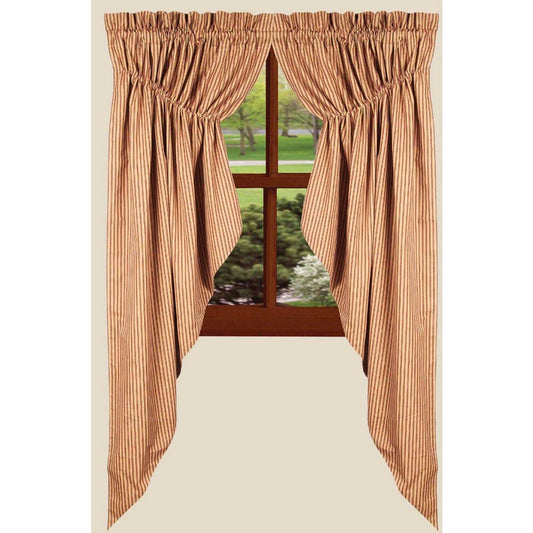 York Ticking Gathered Swag Barn Red