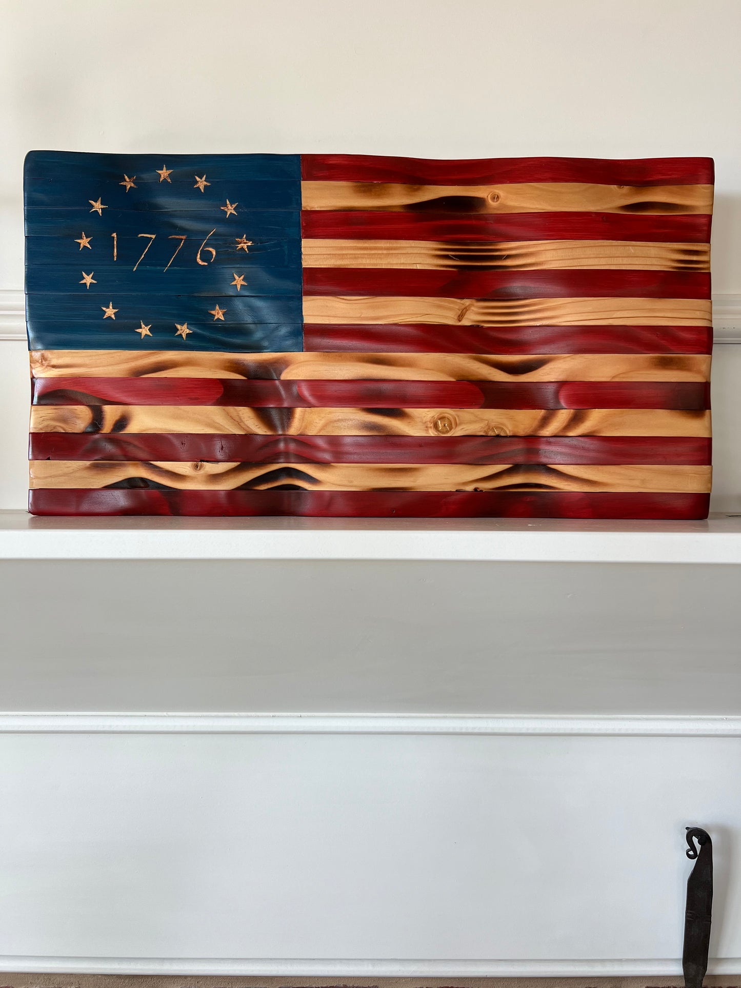 Wooden Wavy 1776 Flag