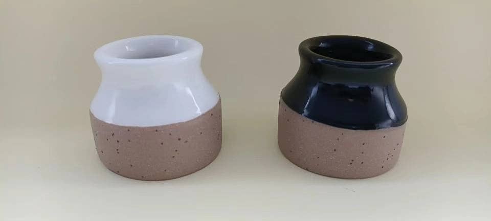 Stoneware Match Holder With Striker Jar (white ceramic top)