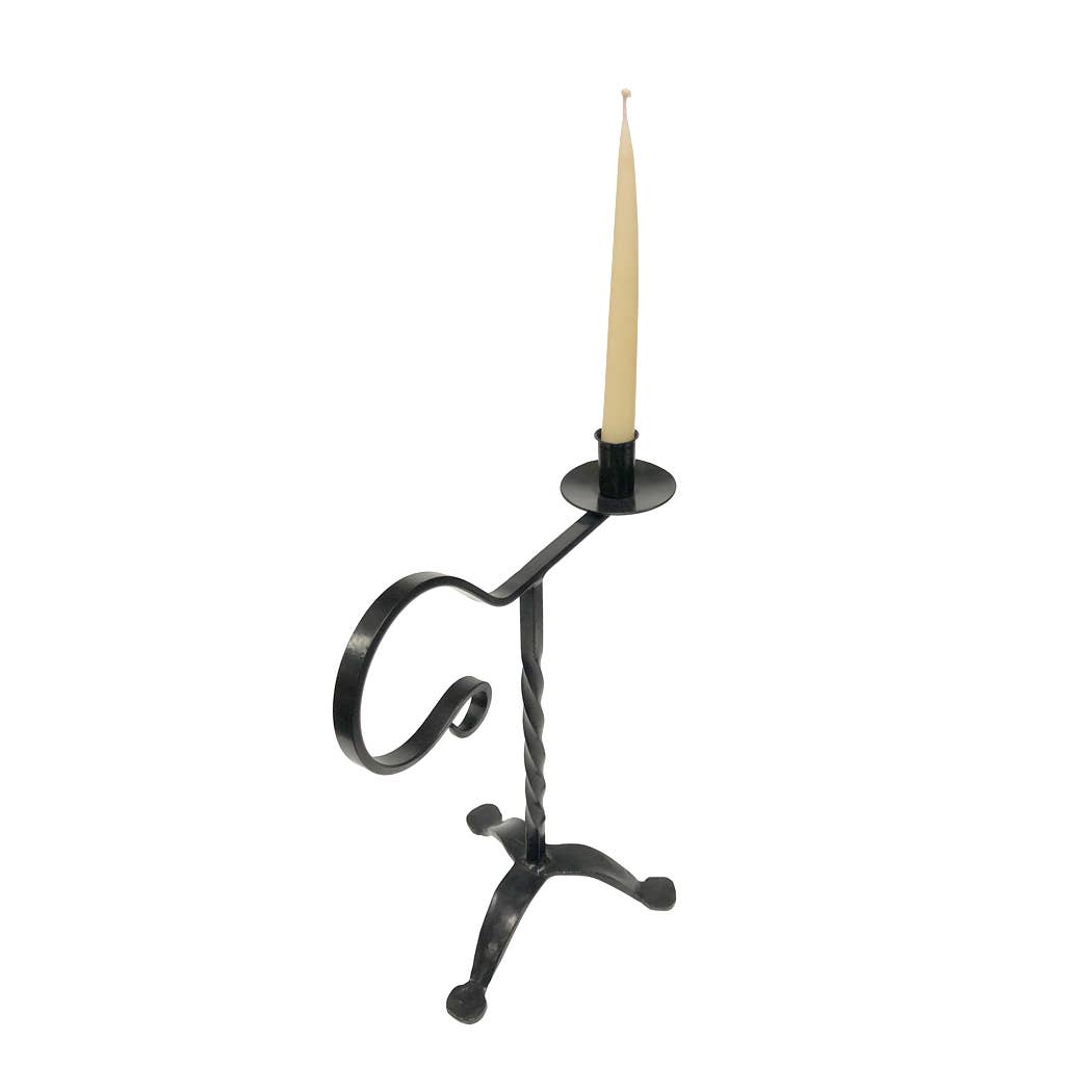 Twisted Wrought Iron Candle Holder, 13"