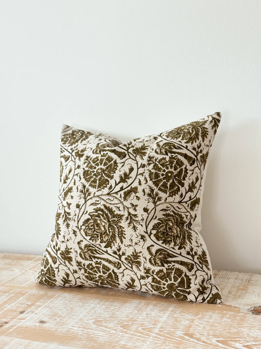 Ivy Olive Floral Print Cushion Cover 45 x 45 - 100% Cotton
