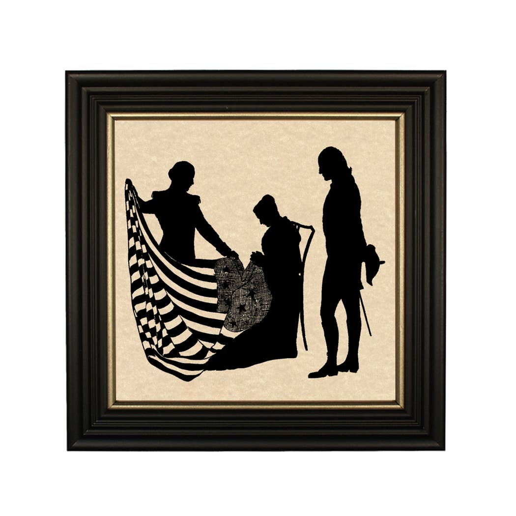 George Washington & Betsy Ross Vintage Paper Cut Silhouette