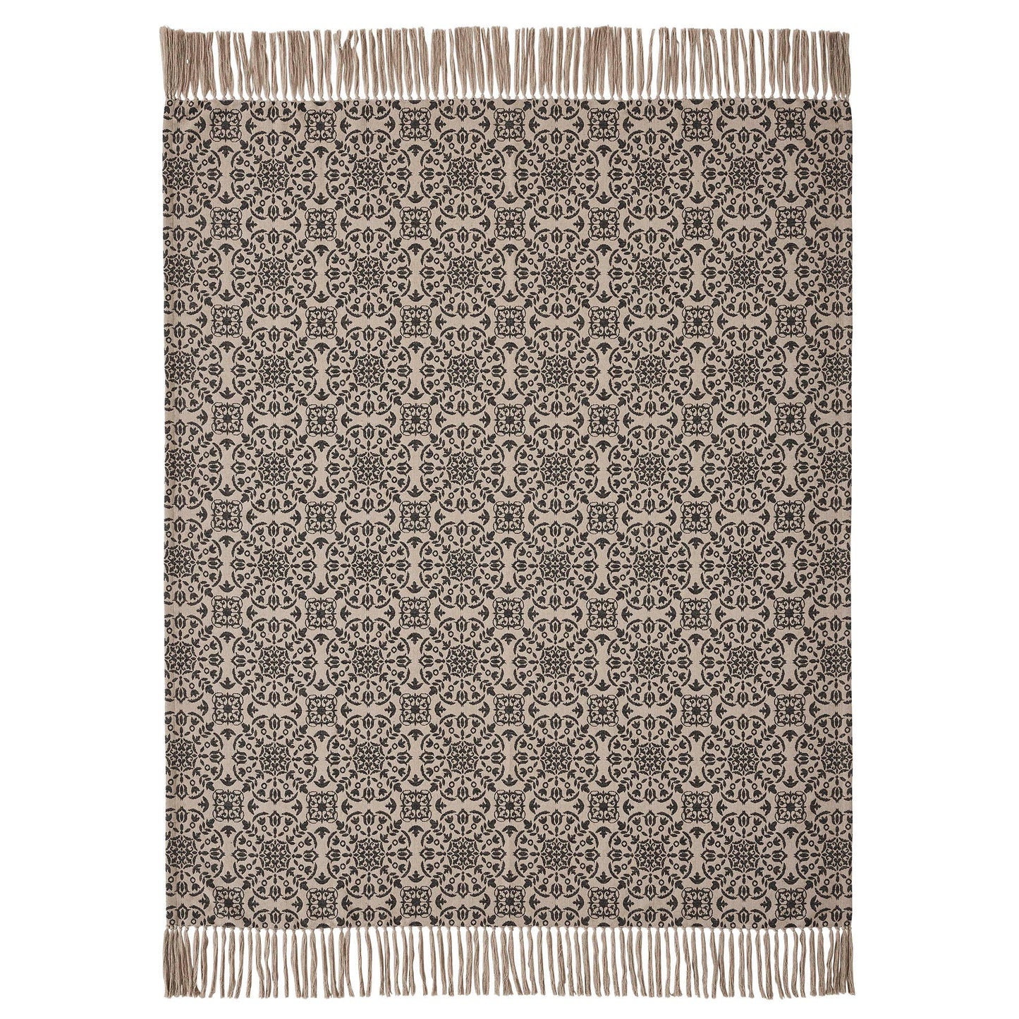 Custom House Black Tan Jacquard Woven Throw 50x60