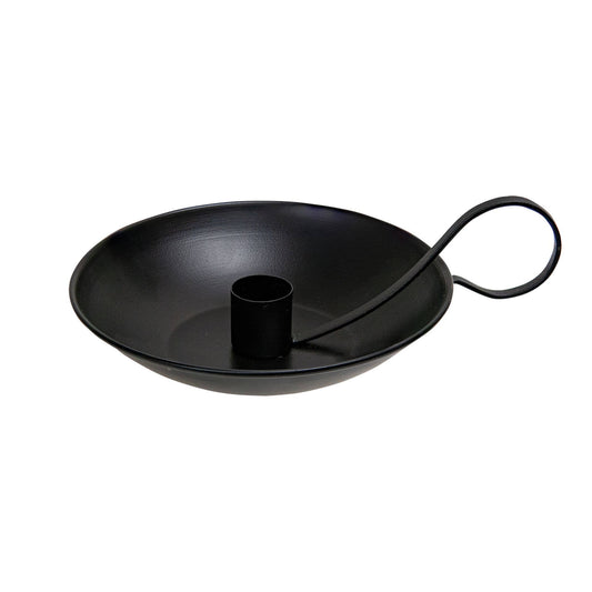 Colonial Taper Holder with Handle, Black