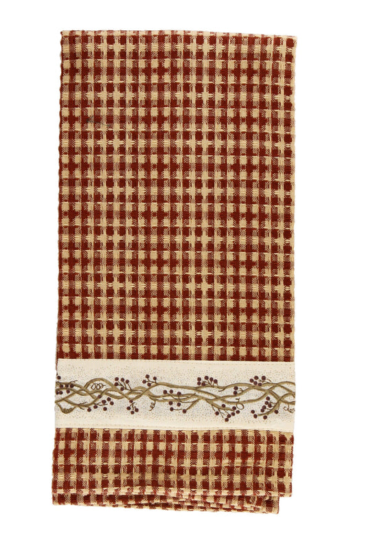 Berry Vine Tea Towel - Burgundy