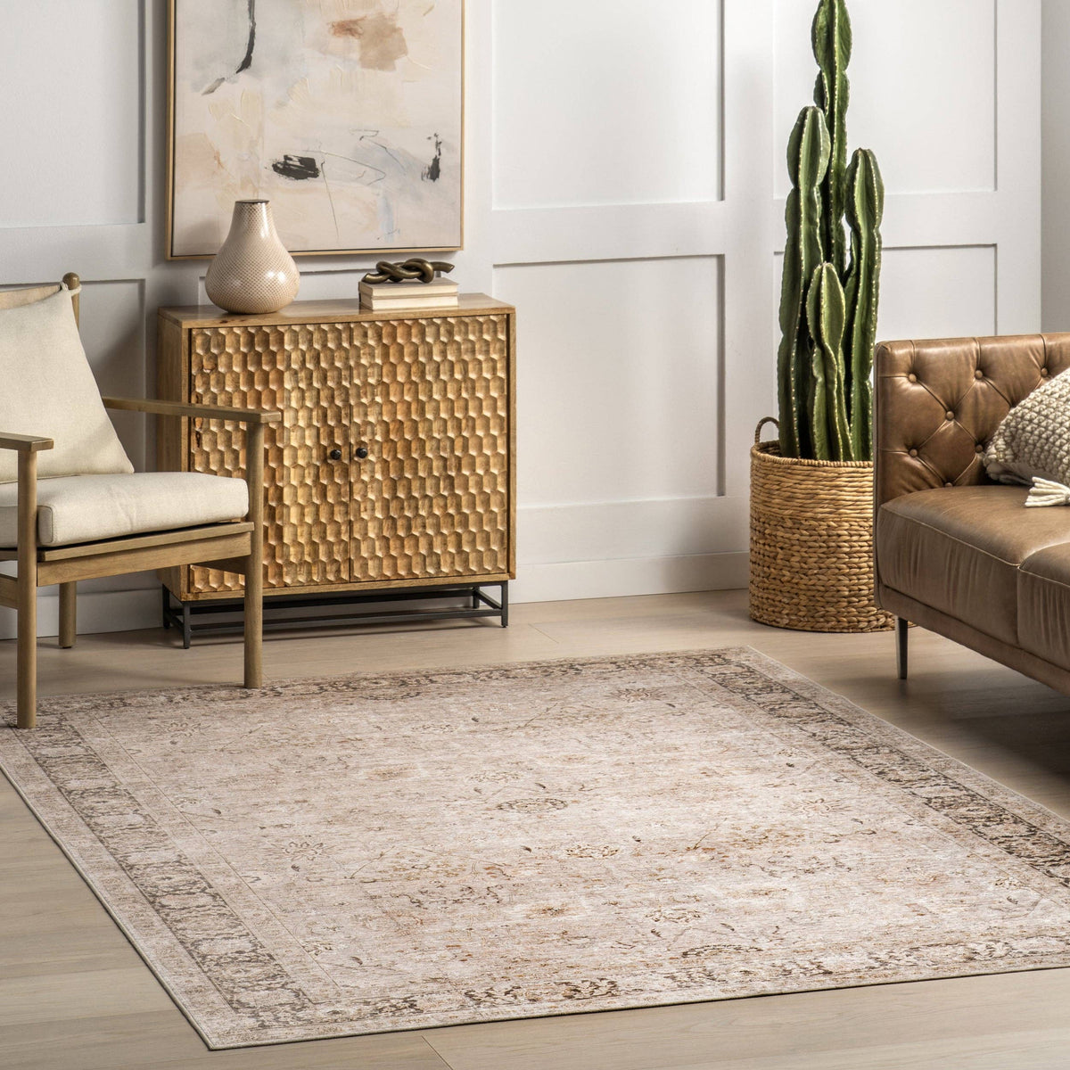 Bayberry Spill Proof Vintage Machine Washable Area Rug