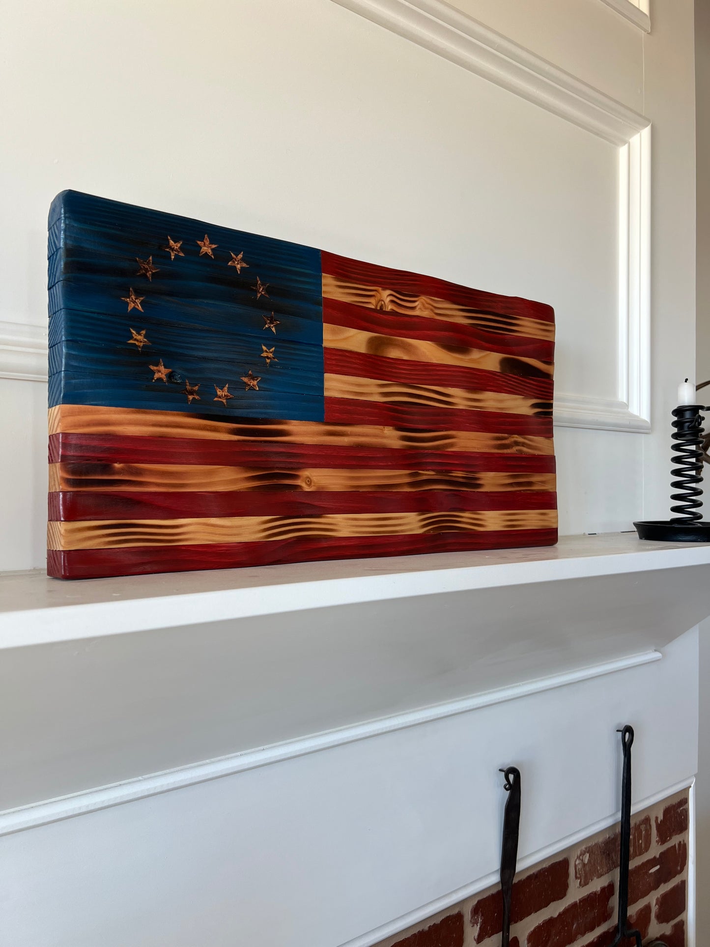 Wooden Wavy Betsy Ross American Flag - Small 21" x 10 1/2"