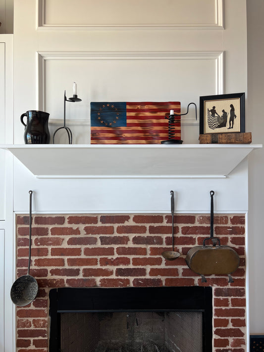 Wooden Wavy Betsy Ross American Flag - Small 21" x 10 1/2"