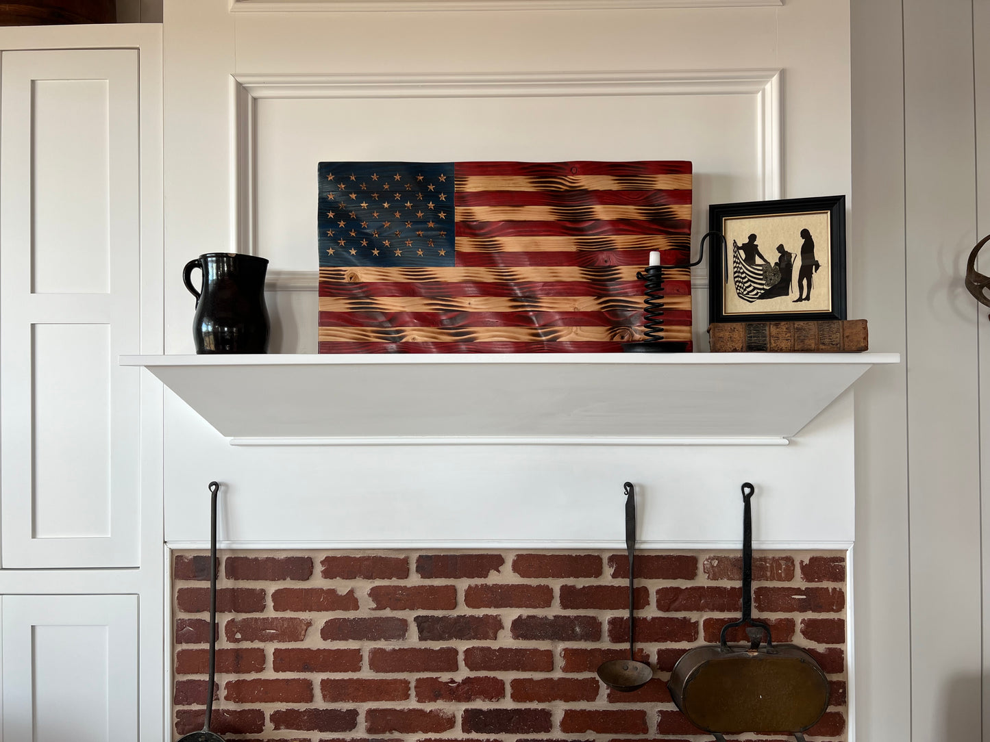Wooden Wavy American Flag - Medium 30" x 15 1/2"