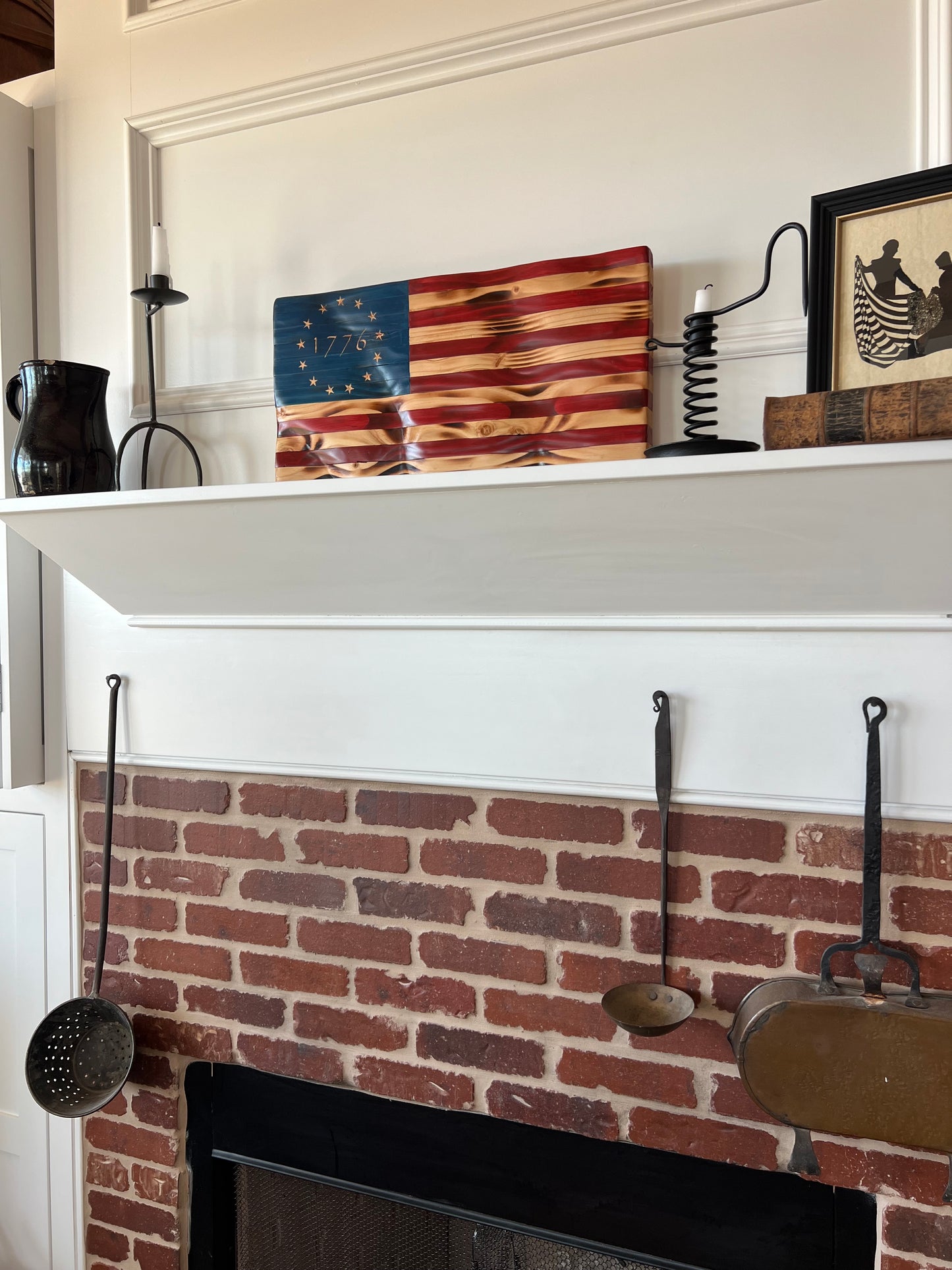 Wooden Wavy 1776 Flag