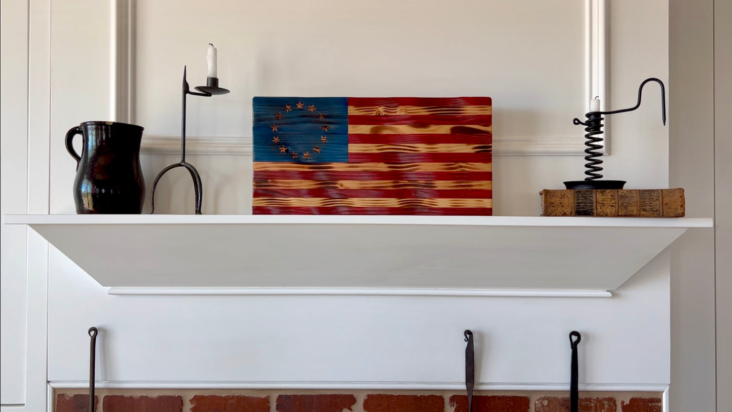 Wooden Wavy Betsy Ross American Flag - Small 21" x 10 1/2"