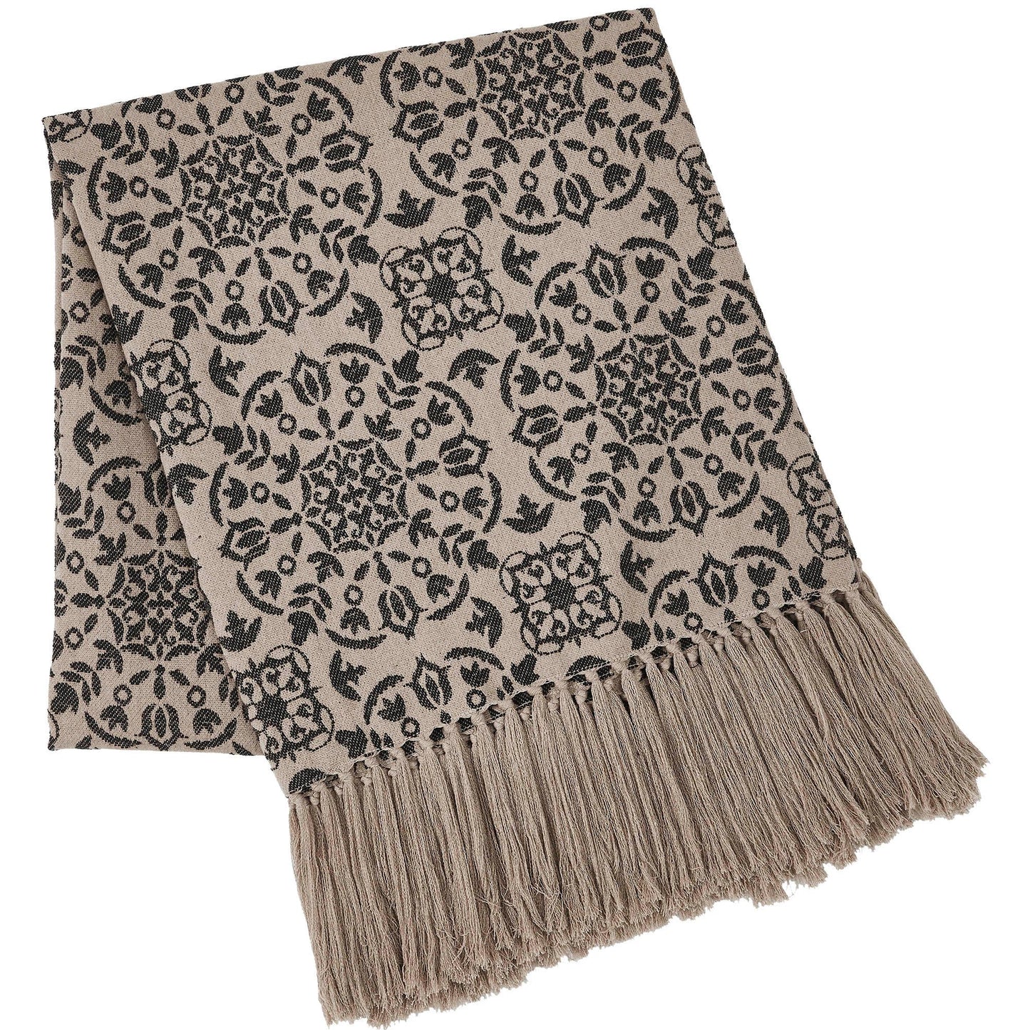 Custom House Black Tan Jacquard Woven Throw 50x60