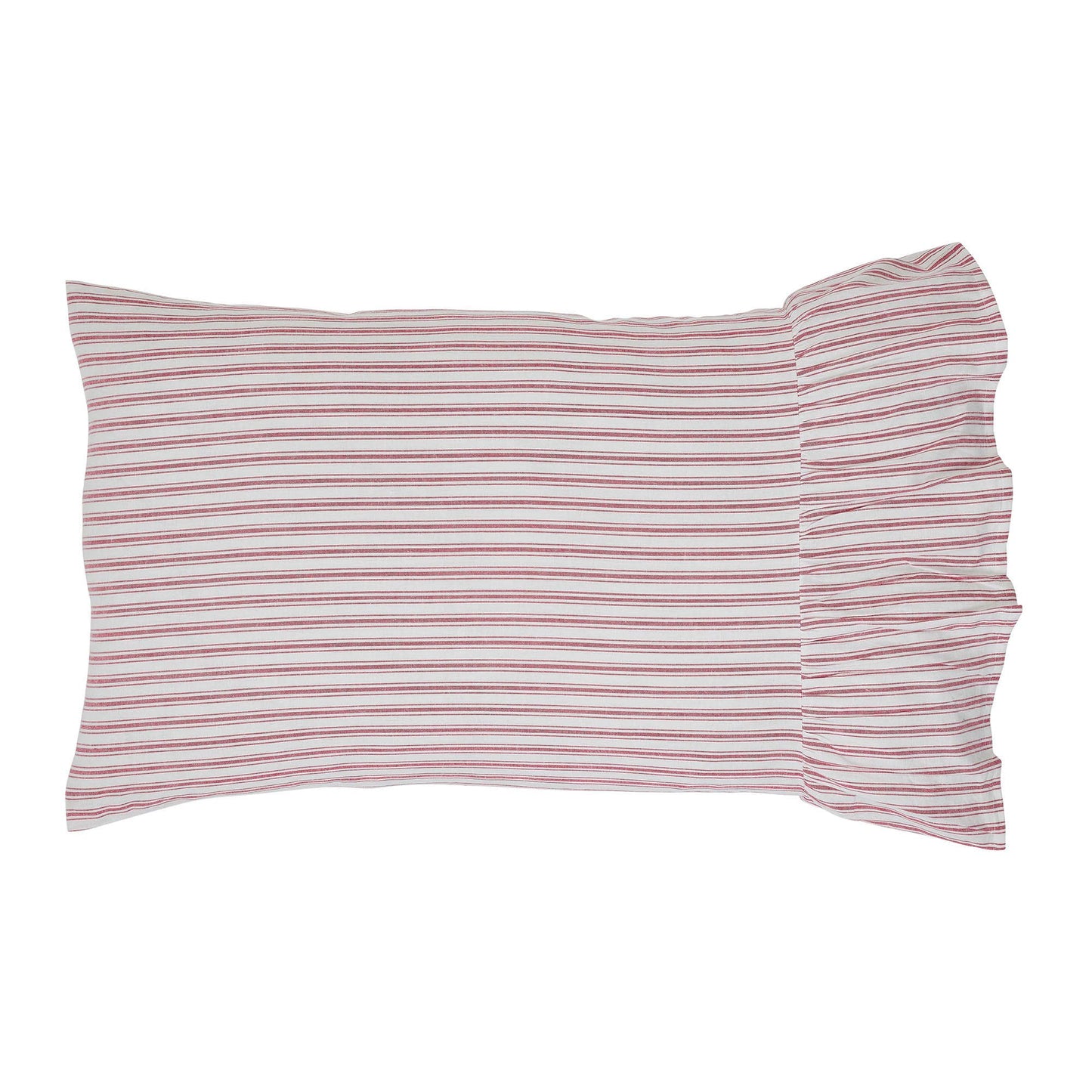 Timeless Ticking Red Ruffled Standard Sham Set of 2 27Lx21W+8