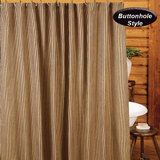 York Ticking Shower Curtain Black