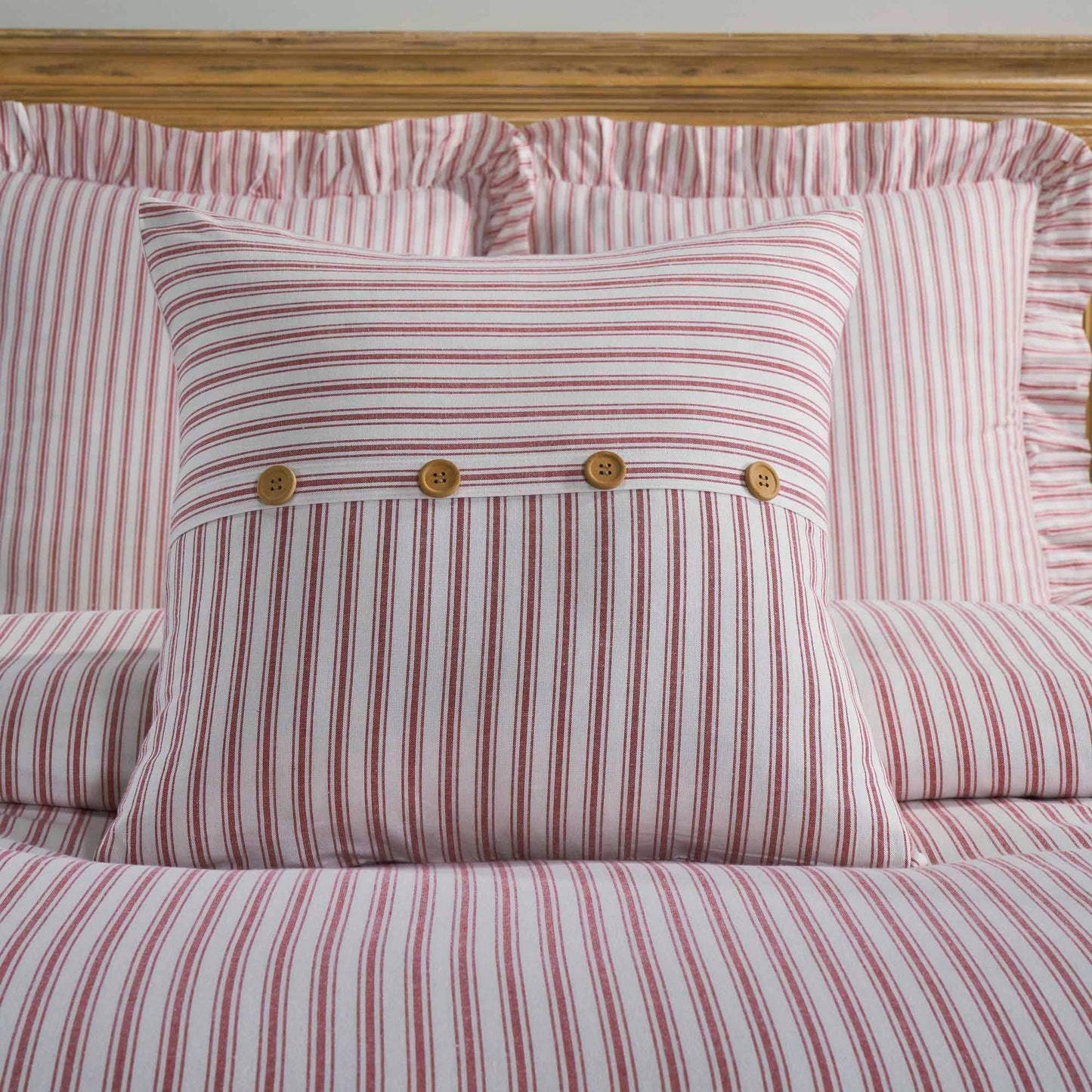 Timeless Ticking Red Button Pillow Cover 20Lx20W